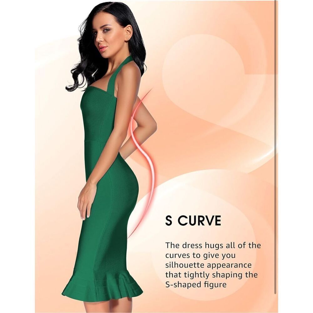 New Halter Fishtail Bandage Bodycon Dress Party M - Picture 5 of 6